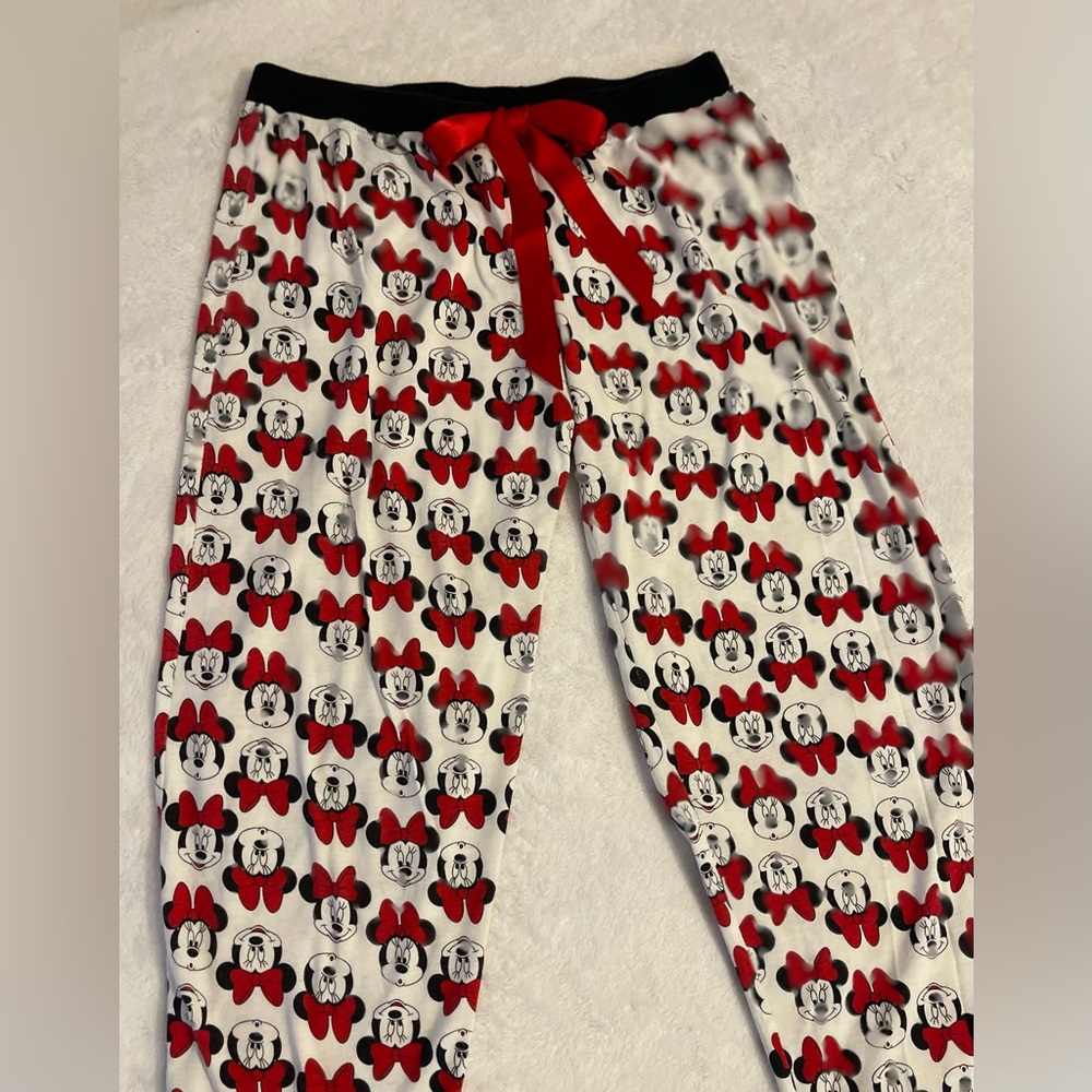 Disney Women’s  Med Pajama Bottoms - Red and White Mickey Design